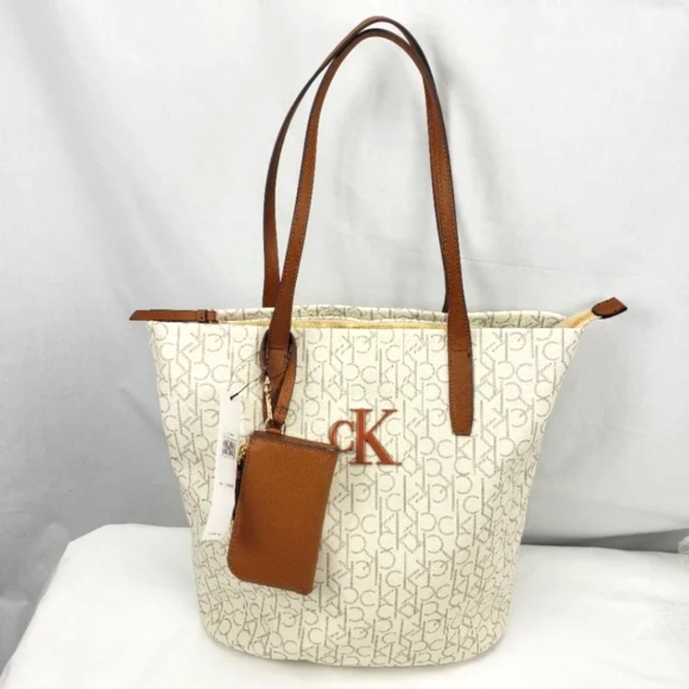 Calvin Klein Faux Leather Tote Handbag NWT